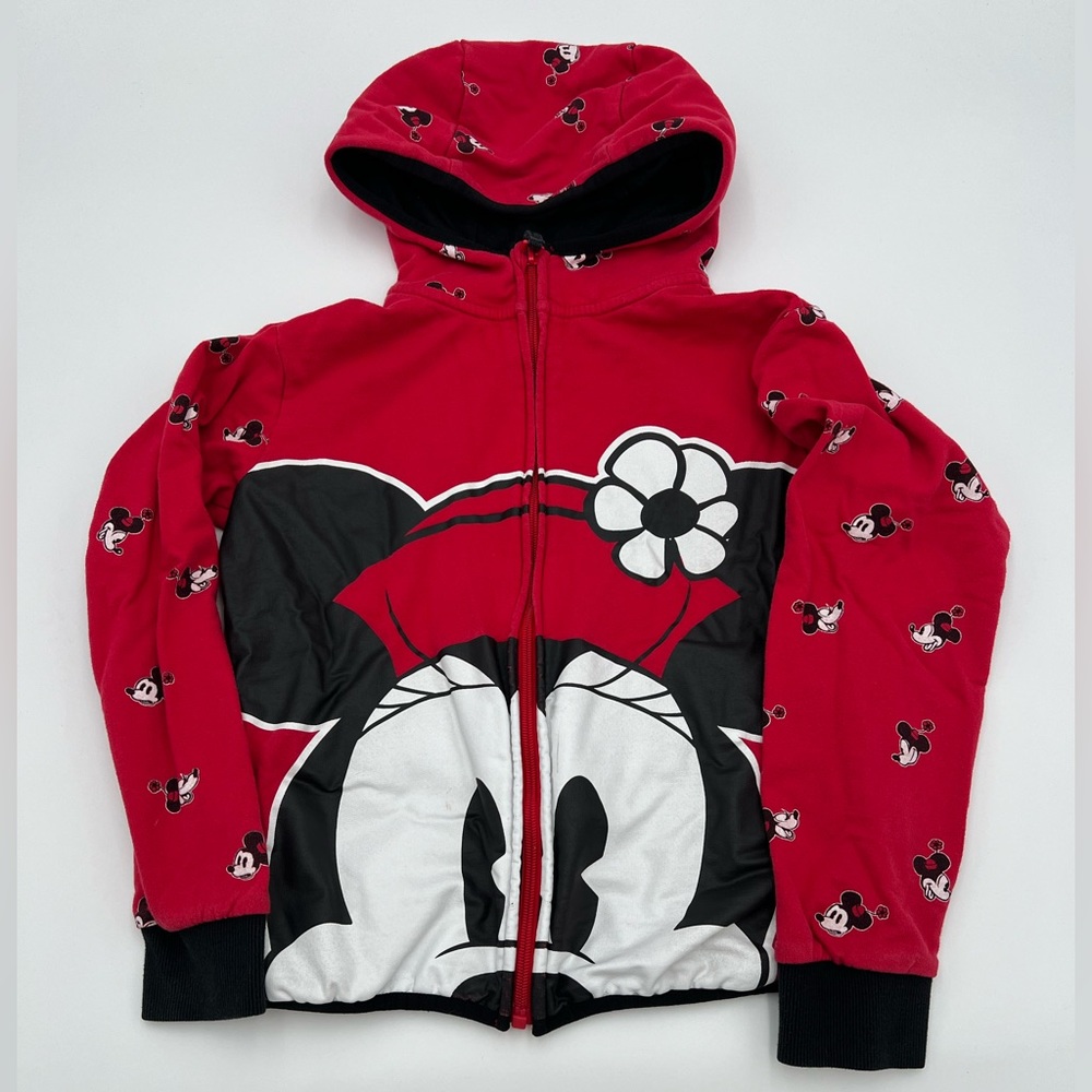 Disney Kids’ Red Fleece Hoodie, Size 9/10 - Cozy & Fun, Magic Castle Logo